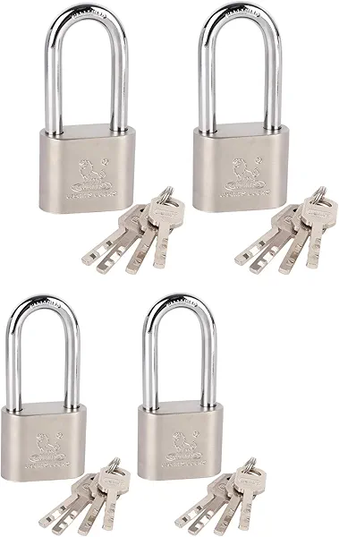 Locks with Keys 4 Pack, Katfort 1-9/16-inch(40mm) Padlock, Long Shackle Padlock with Multiple Keys for Indoor Outdoor