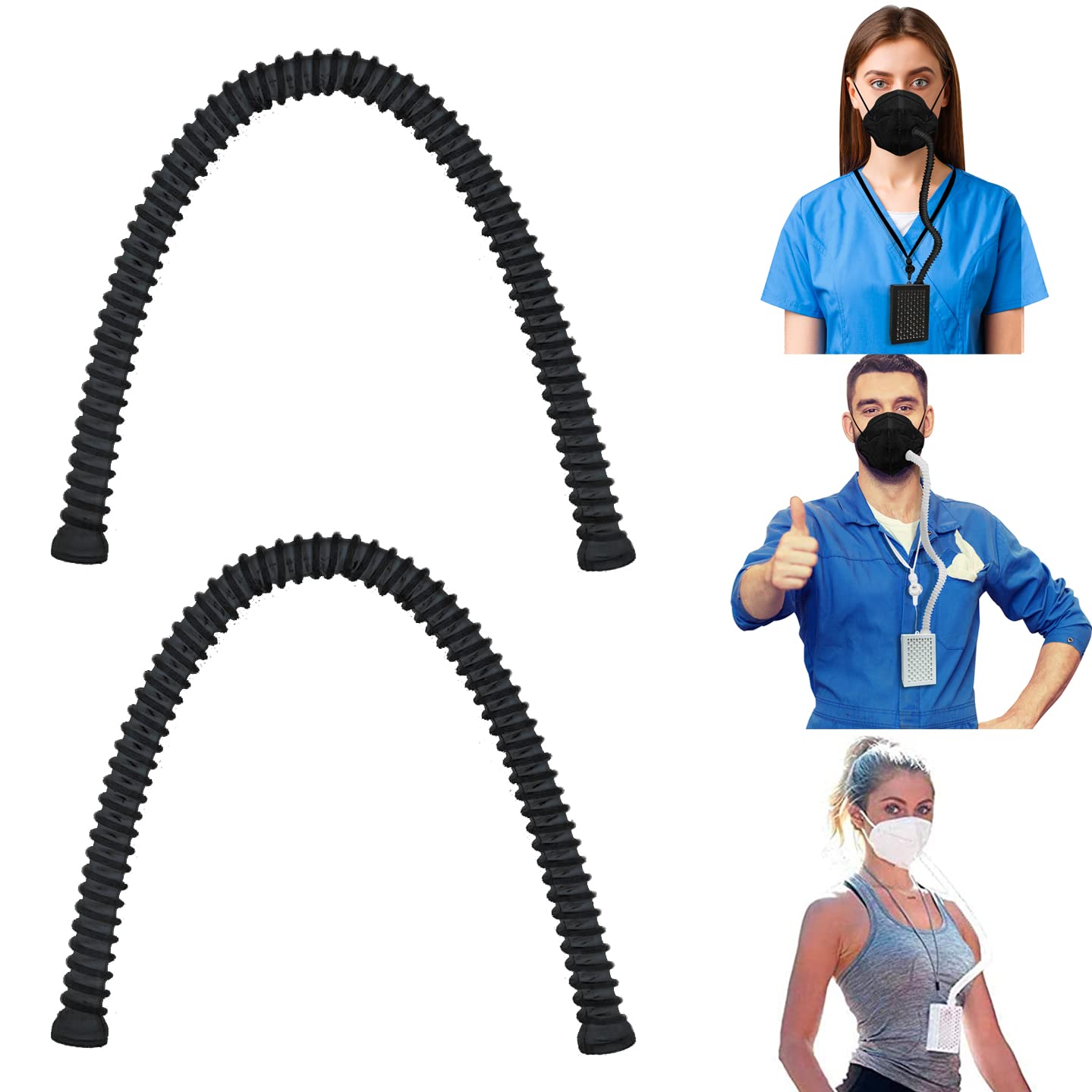 (2 Pack) Compatible with Rsenr and BROAD AirPro FB2 Silicone Air Tubing Air Hose (Black)