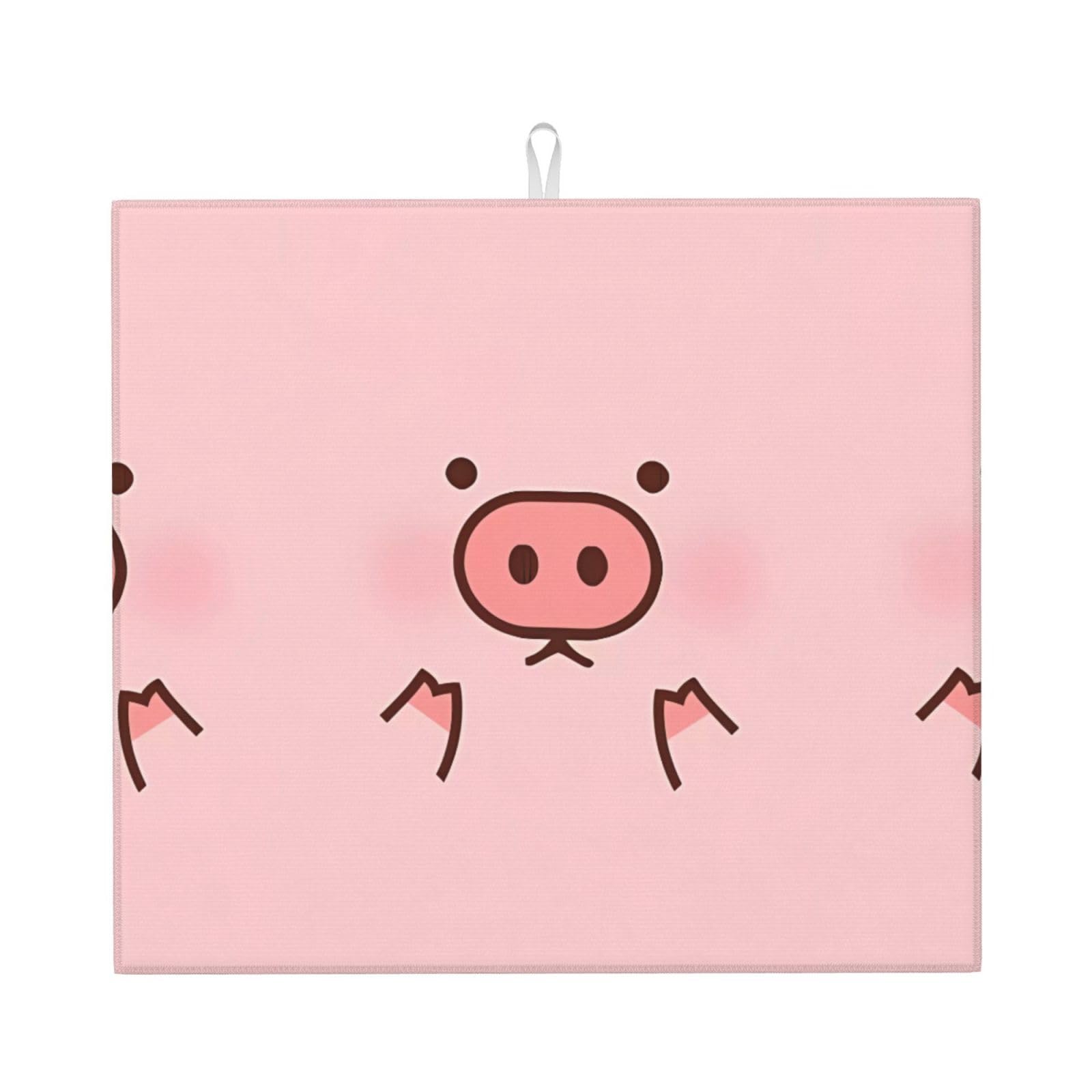 HJFCZH Cute Pig Prints Kitchen Drying Mat – Absorbent Microfiber Throw for Dishes, Non-Slip Counter Cover, Quick-Drying Layer with Fade-Resistant Print