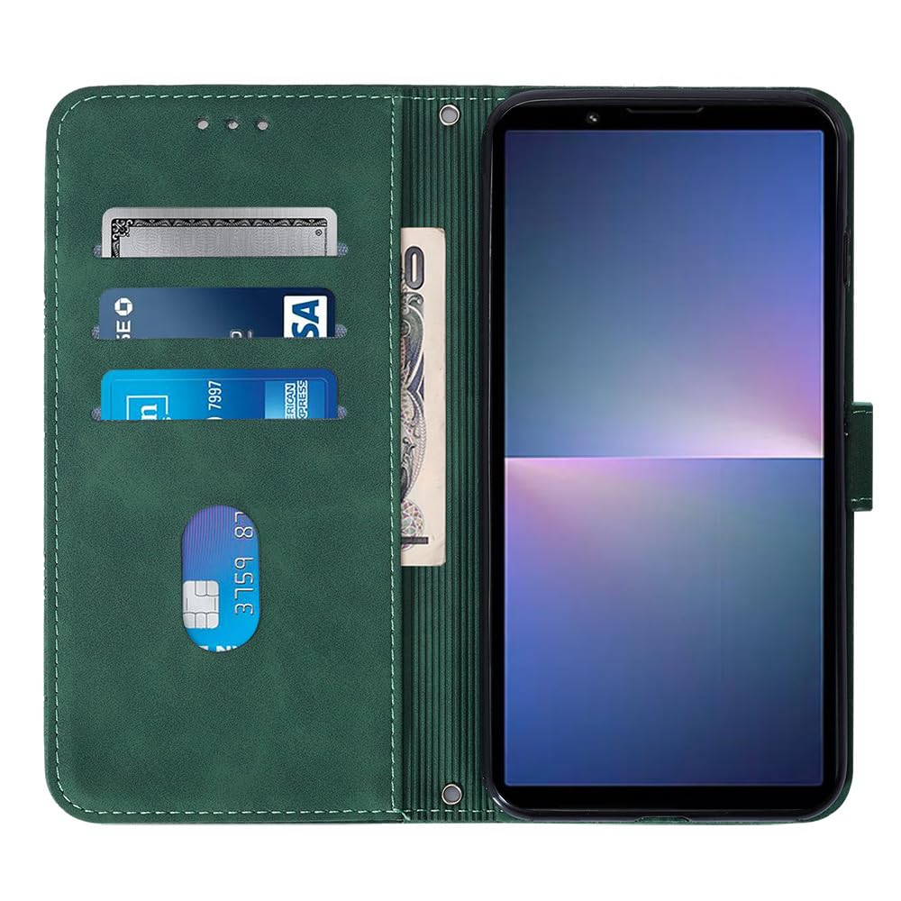 Asuwish Compatibile con Sony Xperia 5 IV Custodia a portafoglio e protezione dello schermo in vetro temperato Custodia a libro in pelle con supporto per carte di credito accessori per cellulari TPU