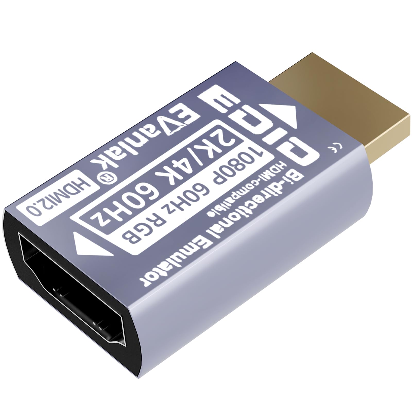 EVanlak HDMI Passthrough EDID Emulator Adapter - Virtual Monitor Headless Ghost Display, 1080P to 4K at 60Hz, Bi-Directional Auto-Detection, 1 Pack