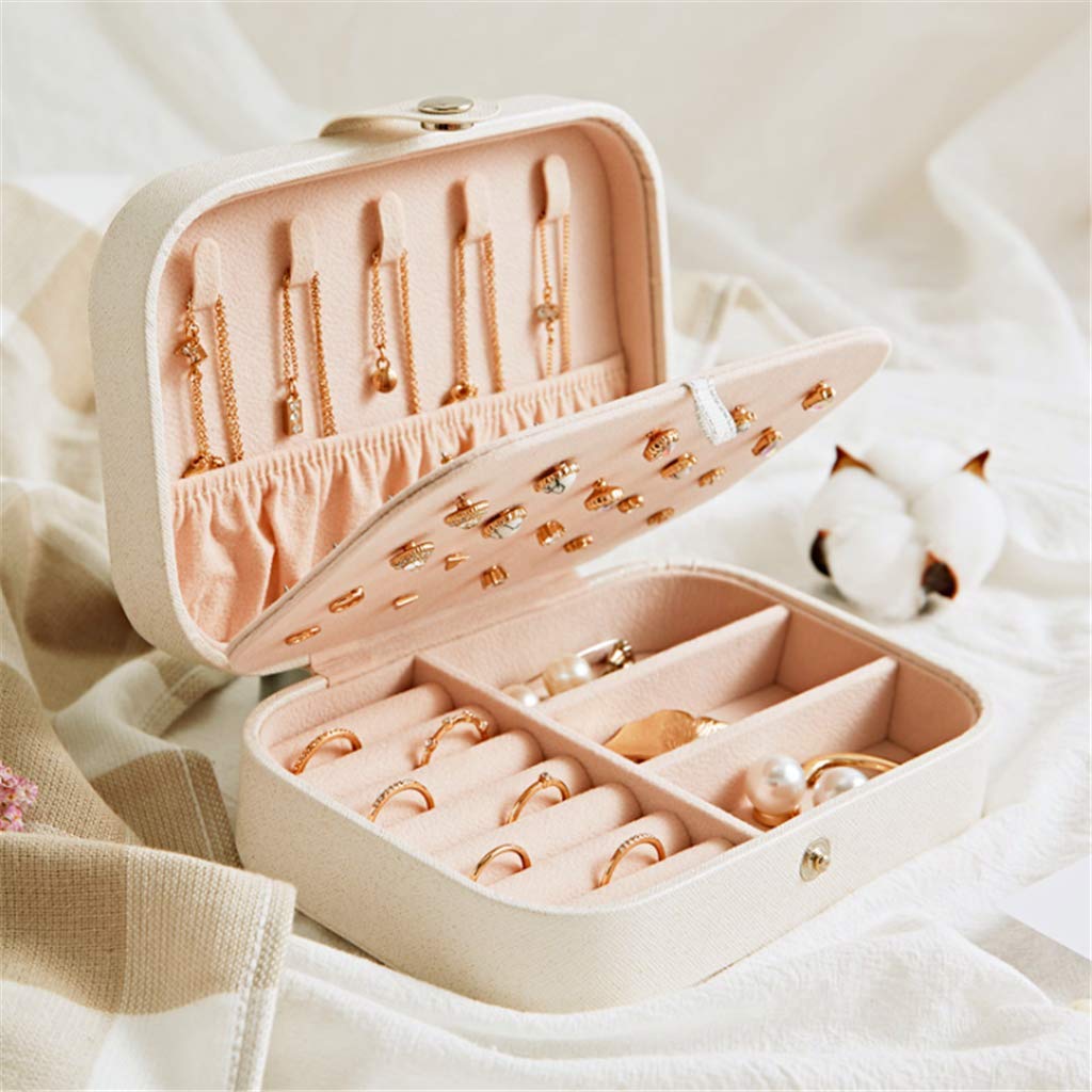 Caja de Almacenamiento para joyería, joyero de Piel sintética para niñas, Maleta de joyería portátil, estantes de Almacenamiento para Anillos