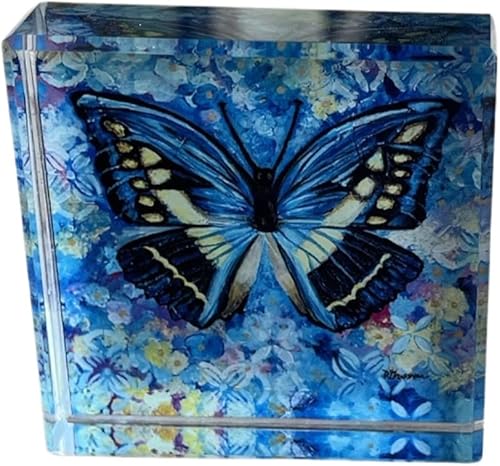 Pisapapeles coleccionable de mariposa de cristal, mariposa azul y negra