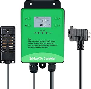 briidea CO2 Monitor and Controller with Remote Sensor for Grow Rooms