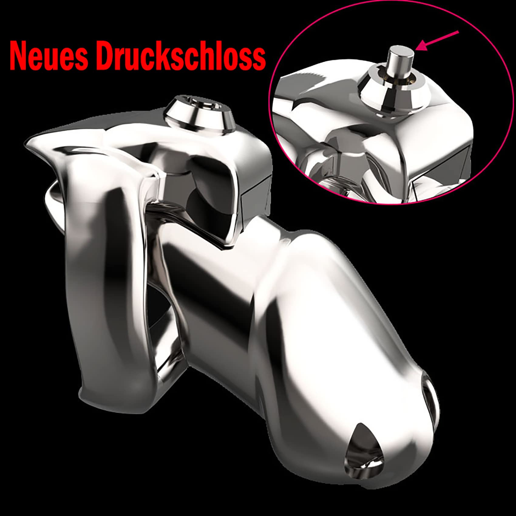 V4 3D Keuschheitskäfig 304 Metall Neues Druckschloss Peniskäfig Mit Gebogenem Cockringe & Gürtel Set Für Männer Keuschheitsschelle, Kleiner/Groß Edelstahl Keuschheitsgürtel Gay Toy,St,50mm