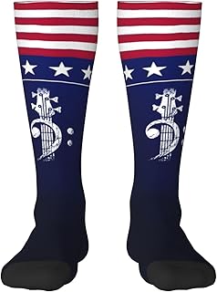 HILLBACK Bass-Clef-Headstock-Bass-Guitar-Gifts Women Knee High Socks Long Tube Socks Unisex Soft High Calf Athletic Socks