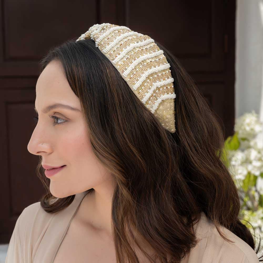 Hair Drama Co. Irina Knotted Hair Band - White & Gold (B0CRHHPB7J) Amazon Price History, Amazon Price Tracker