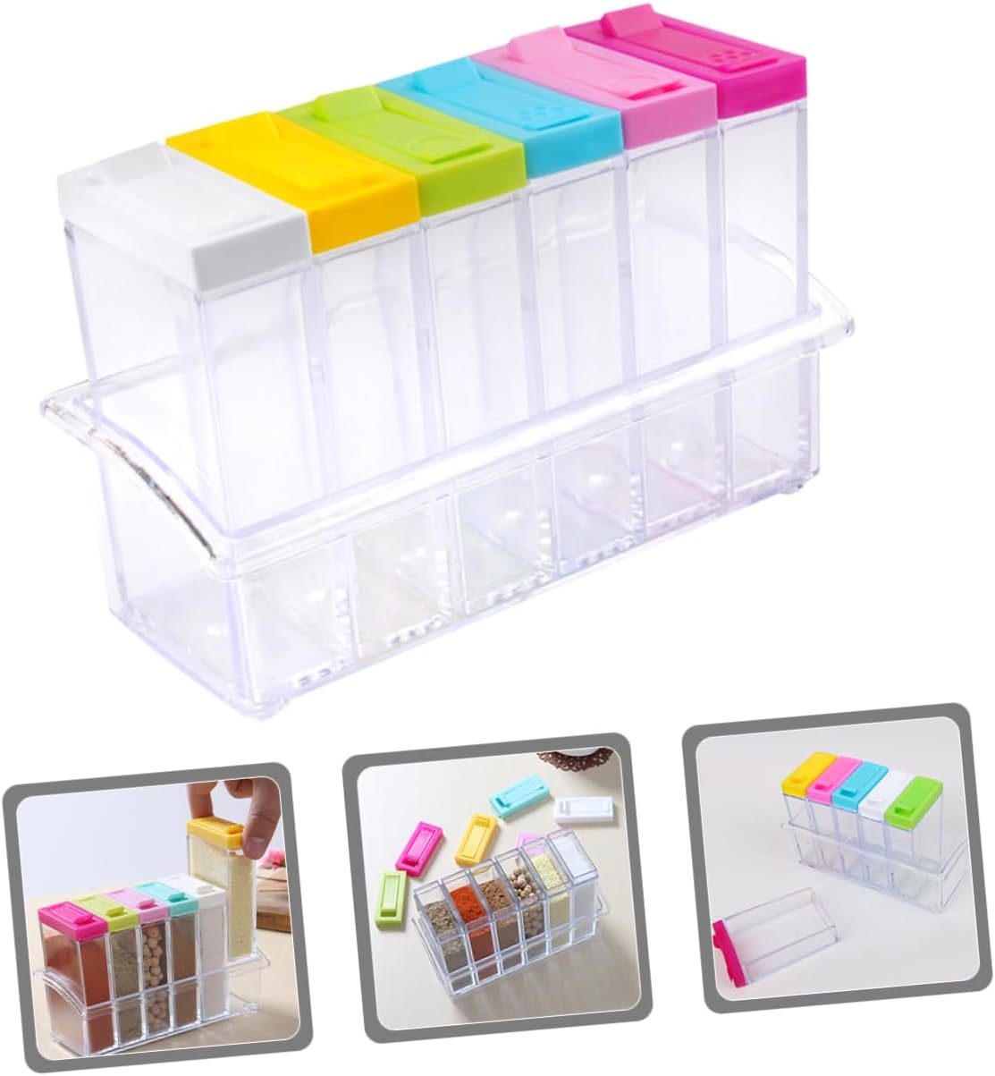Kitchen Spice Jars Spice Storage Containers Lids Condiment Containers Lids Bottles for Easy Viewing Leakproof Multi-function Salt Pepper Shakers