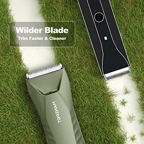 Image of MANSPOT Manscape Trimmer for Men Ball /Pubic /Groin, Electric Body Hair Trimmer, Replaceable Ceramic Blade Heads,Waterproof for Wet /Dry Use,Standing Recharge Dock,90 Minutes Shaving After Charged(Green)