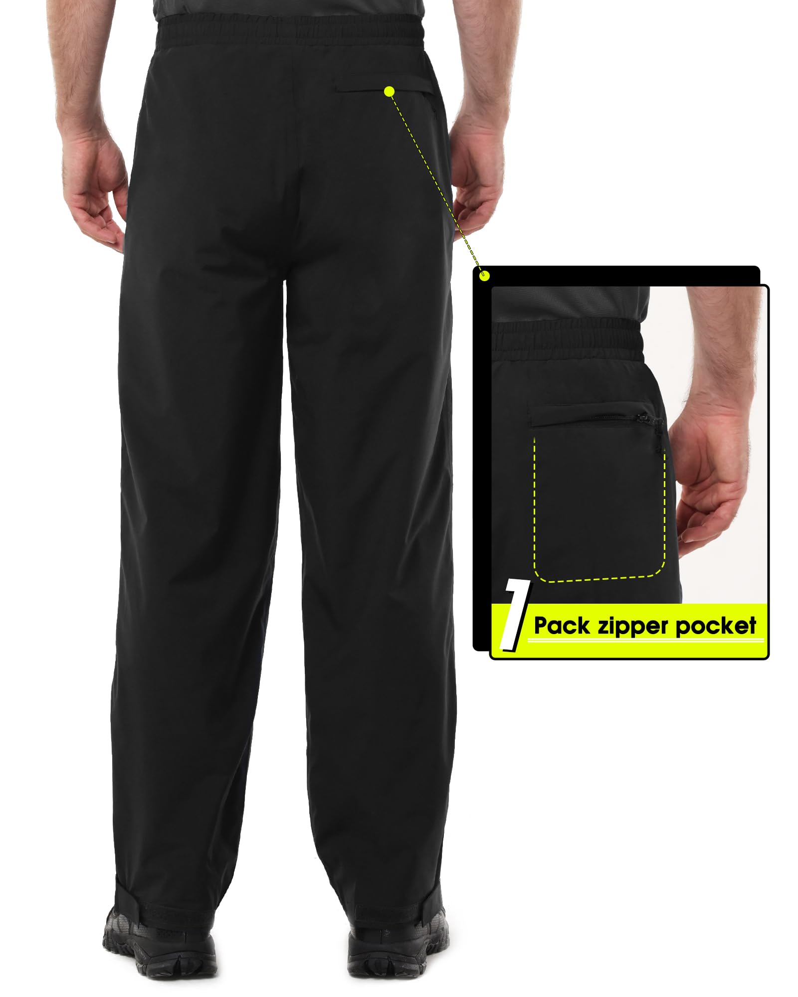 33,000ft Pantalon de pluie imperméable pour homme - Pantalon de randonnée léger - 5000 mm - Coupe-vent - Pour la randonnée, le camping, le vélo