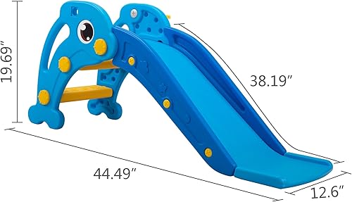 Miniatura 23 de TOBBI Tobogán para niños pequeños de 1 a 3 años, para interiores y exteriores, con aro de baloncesto y pelota, juego de tobogán para bebé, para Rojo