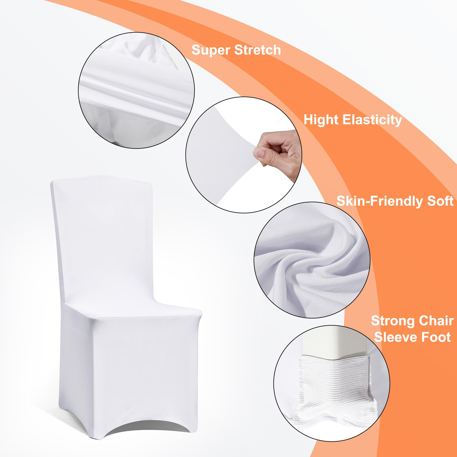 RhymBar 100 PCS Spandex Folding Chair Covers, Universal Stretch Washable Fitted Slipcovers for Wedding, Party, Celebration
