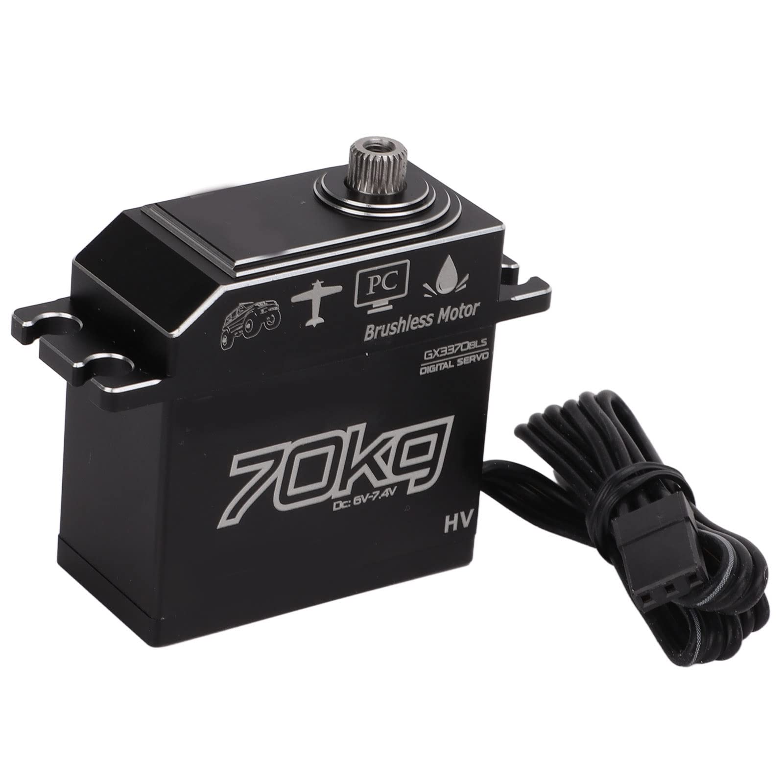 Bnineteenteam Servo Numérique 70KG, Servo Numérique à Engrenages en Acier Inoxydable 70KG pour Servo de Direction étanche SCX10 1/8 1/10 RC IP67