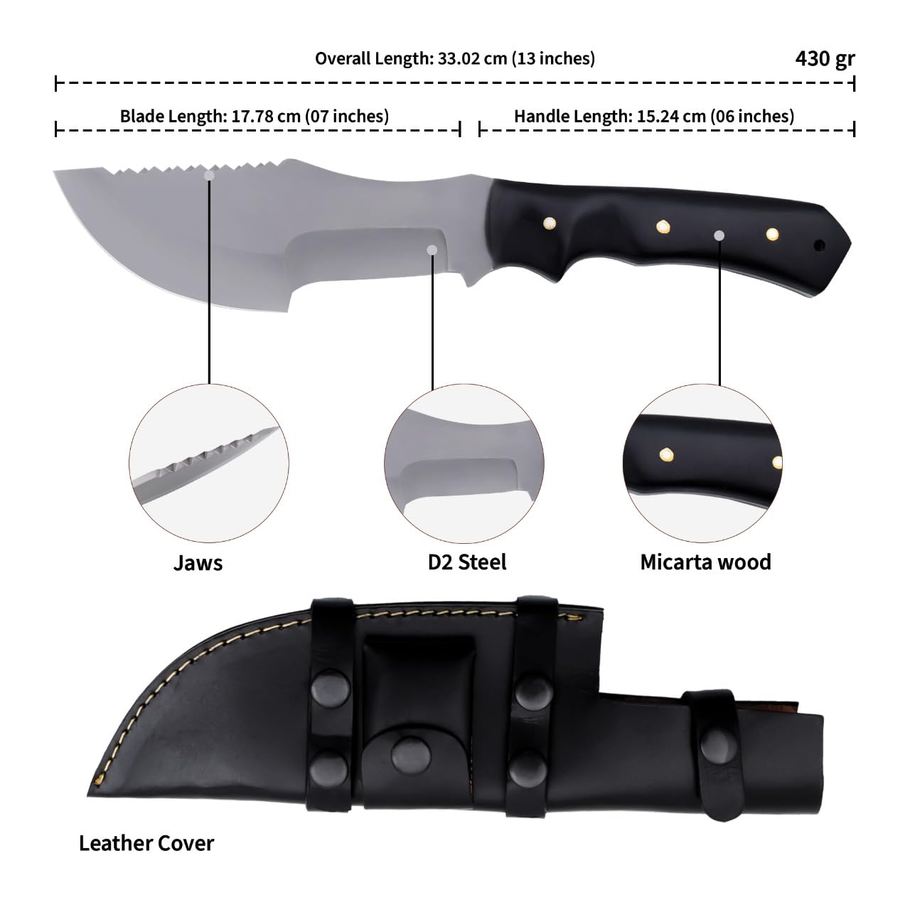 CHOOSE Coltello Tracker fatto a mano - Lama fissa da collezione personalizzata ispirata al film 'The Hunted', pinza piena, manico ergonomico |TRM013