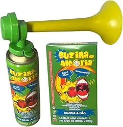 Buzina da Alegria para Torcida, Carnaval, Festas e Jogos 250ml Buzina a Gás com Corneta