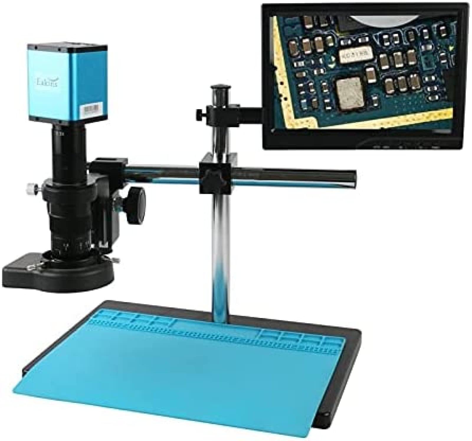 Pełny zestaw przemysłowa kamera z mikroskopem pomiarowym HDMI IMX385 + obiektyw z mocowaniem C 180X 144 diody LED + ekran LCD HD 10,1 ", D, pomiar