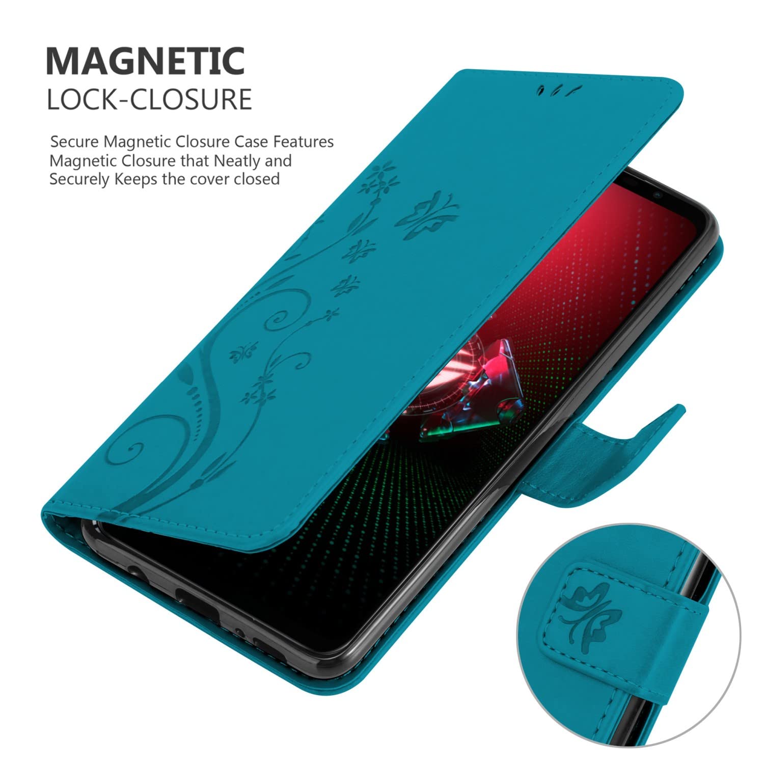 Cadorabo Custodia Libro compatibile con Asus ROG Phone 5 in TURCHESE