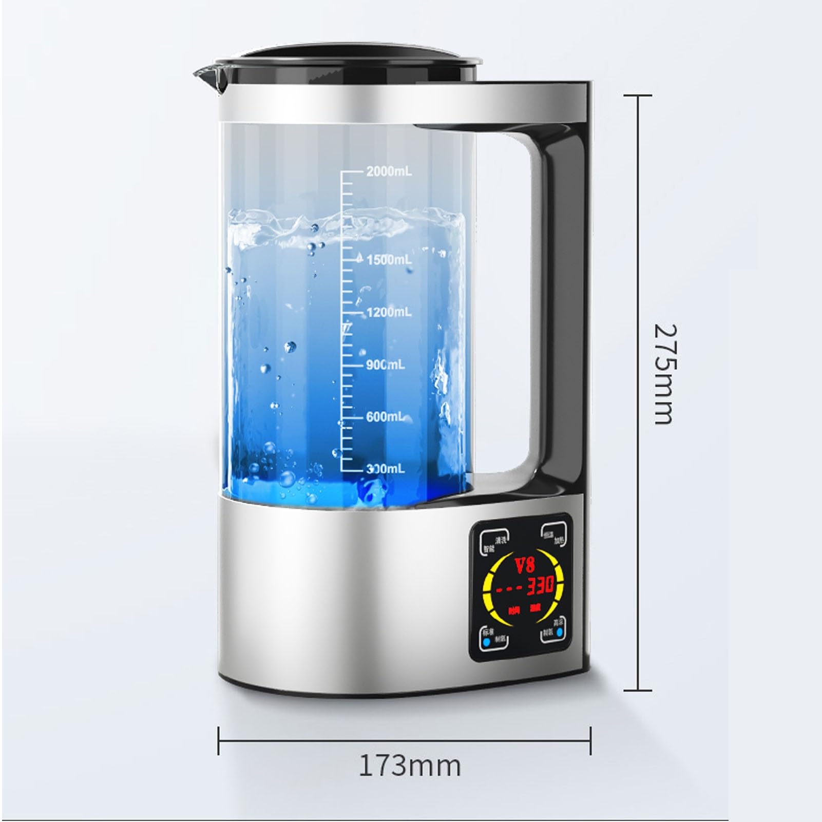 PAHION Generatore di Acqua Idrogeno Bollitore Ricco di Idrogeno Macchina dello Ionizzatore dell'Acqua Dell'idrogeno Grande capacità 2L Display Intelligente A LED Contenuto di Idrogeno Fino A 1800 PPB