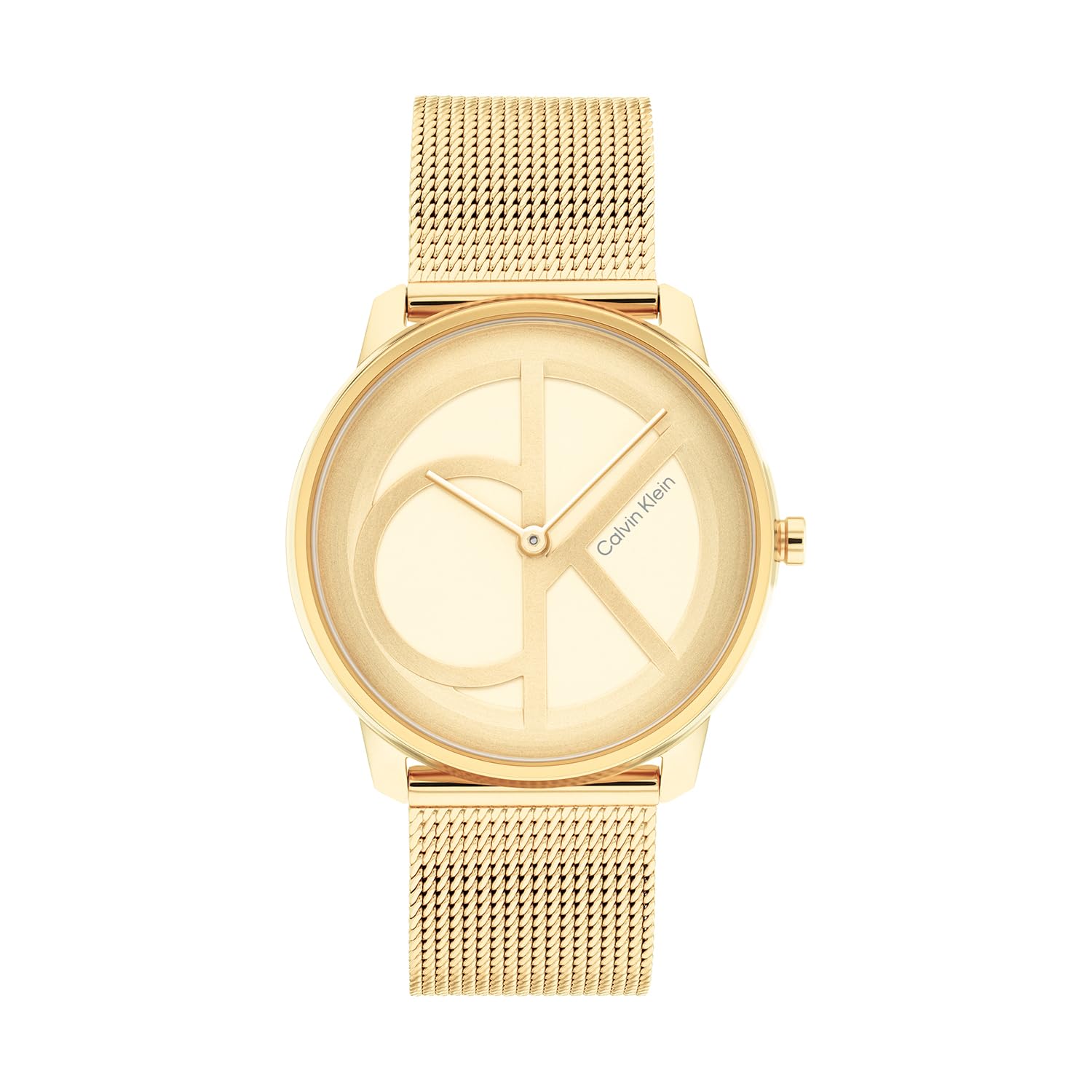 Calvin Klein Analogue Quartz Watch for Men and Women Iconic MESH - 35MM Collection with Gold Colored Stainless Steel Mesh Bracelet - 25200034