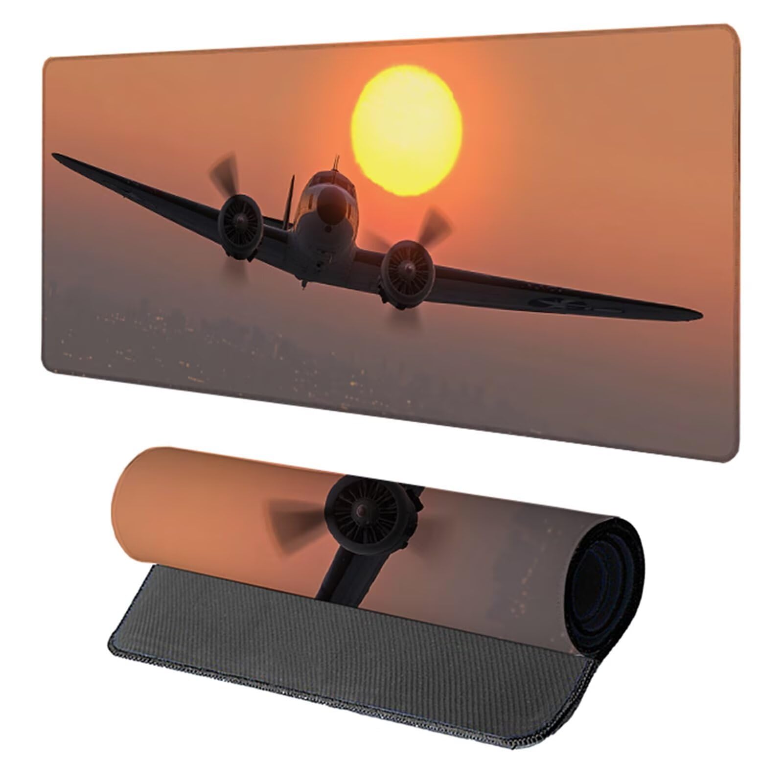 Tappetino Mouse Aereo, Tappetino Mouse XXL 1600x800x3mm, Mousepad Gaming Accessori Scrivania, Sottomano Scrivania con Base in Gomma Antiscivolo, Ufficio Accessori, per Ufficio, Gaming, Giallo 3-5589