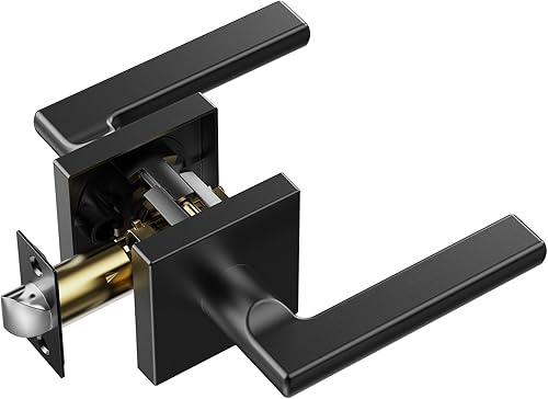 Miniatura 9 de VEVOR Manija de puerta de paso, 1 paquete de manija de puerta negra mate, manija reversible para apertura a la izquierda o a la derecha, sin