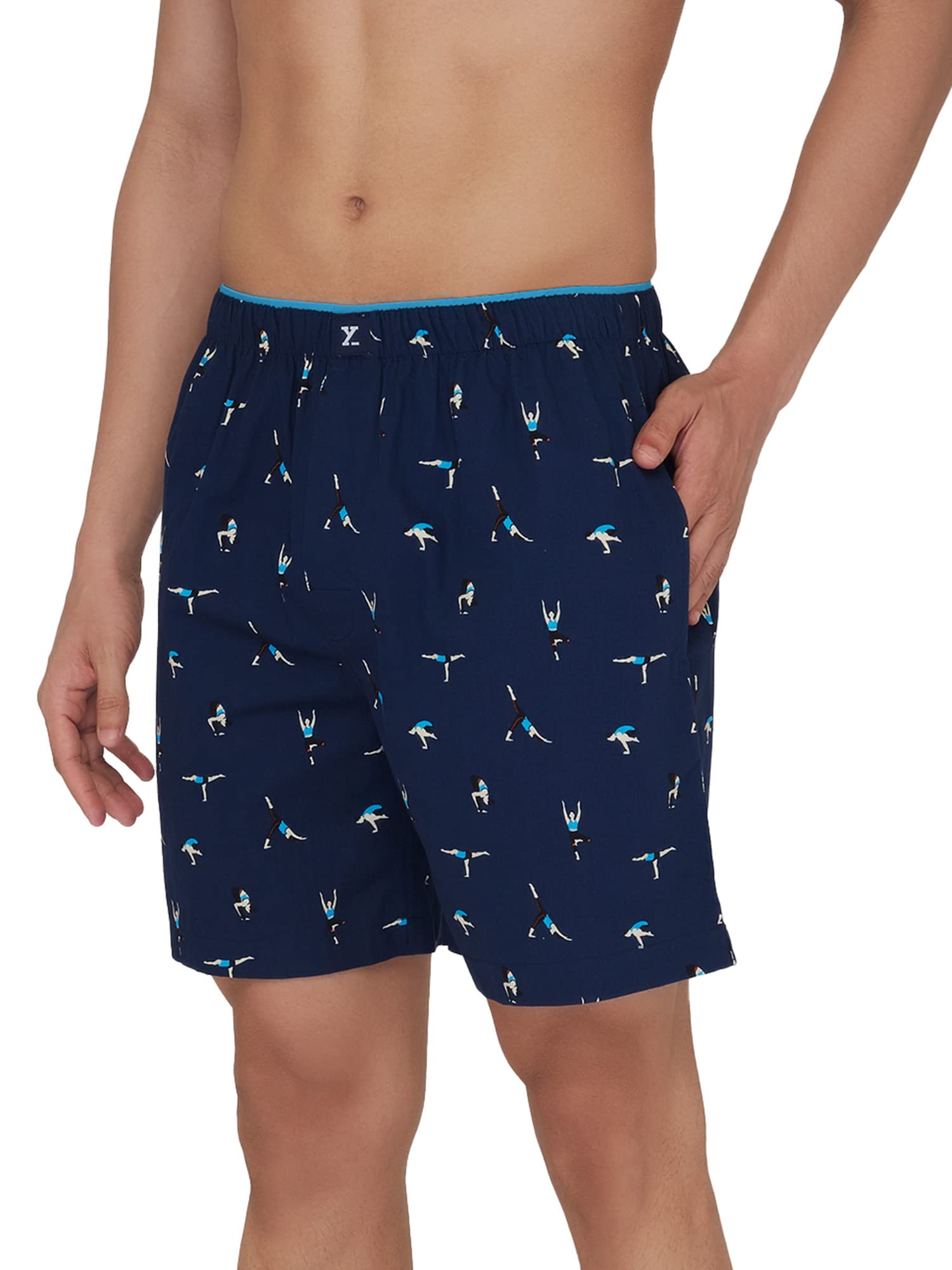 XYXXMen's Cotton Boxer Shorts (Pack of 1) (XYBOX52M_Yoga_Dark Blue_M)