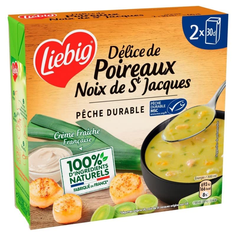 LIEBIG - Délice De Poireaux Noix De St Jacques Msc - Soup' plaisir en duo - 2 x 30 Cl - Le Lot De 3