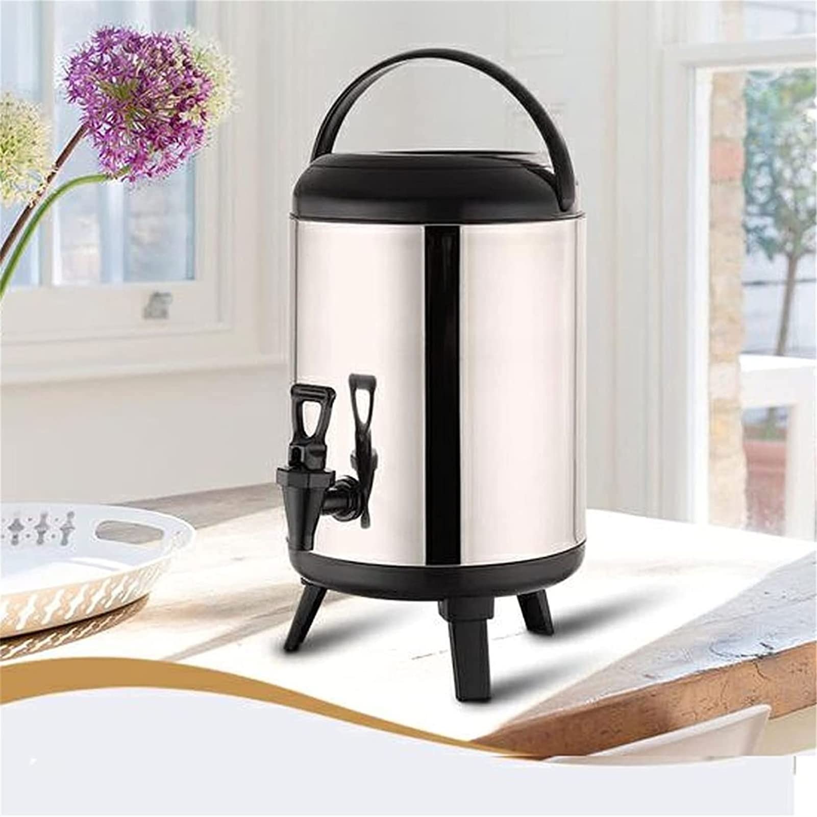 Dispensador de agua caliente de acero inoxidable con espiga, urna de bebidas aislada para café, té, leche, capacidad de 6L/8L/10L/12L