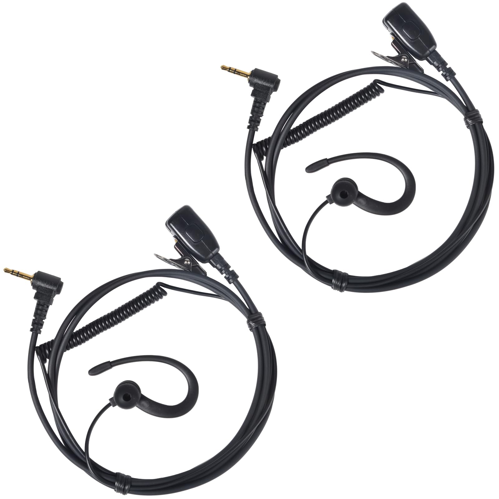 Oreillette pour Radio en Forme G Compatible avec Motorola Talkabout | pour T62, T82, T82 Extreme, T92, T92 H2O, Ecouteur pour Talkie Walkie avec Microphone PTT (Noir, Lot de 2)