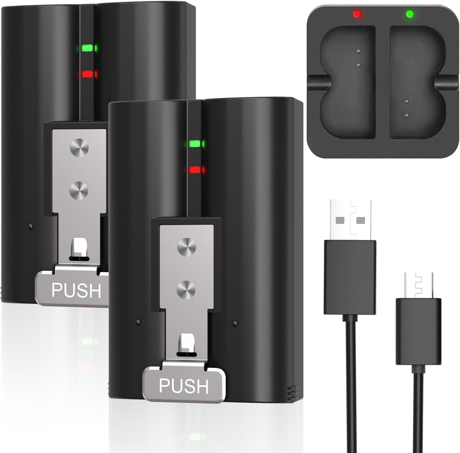 Ring Battery 2-Pack with Charger Station Replacement Battery 6040mAh Rechargeable Camera Batteries Compatible with Ring-Doorbell 2/3/3 Plus/4,Solar Floodlight,Upgraded Lithium Li-ion Batteries 3.65V