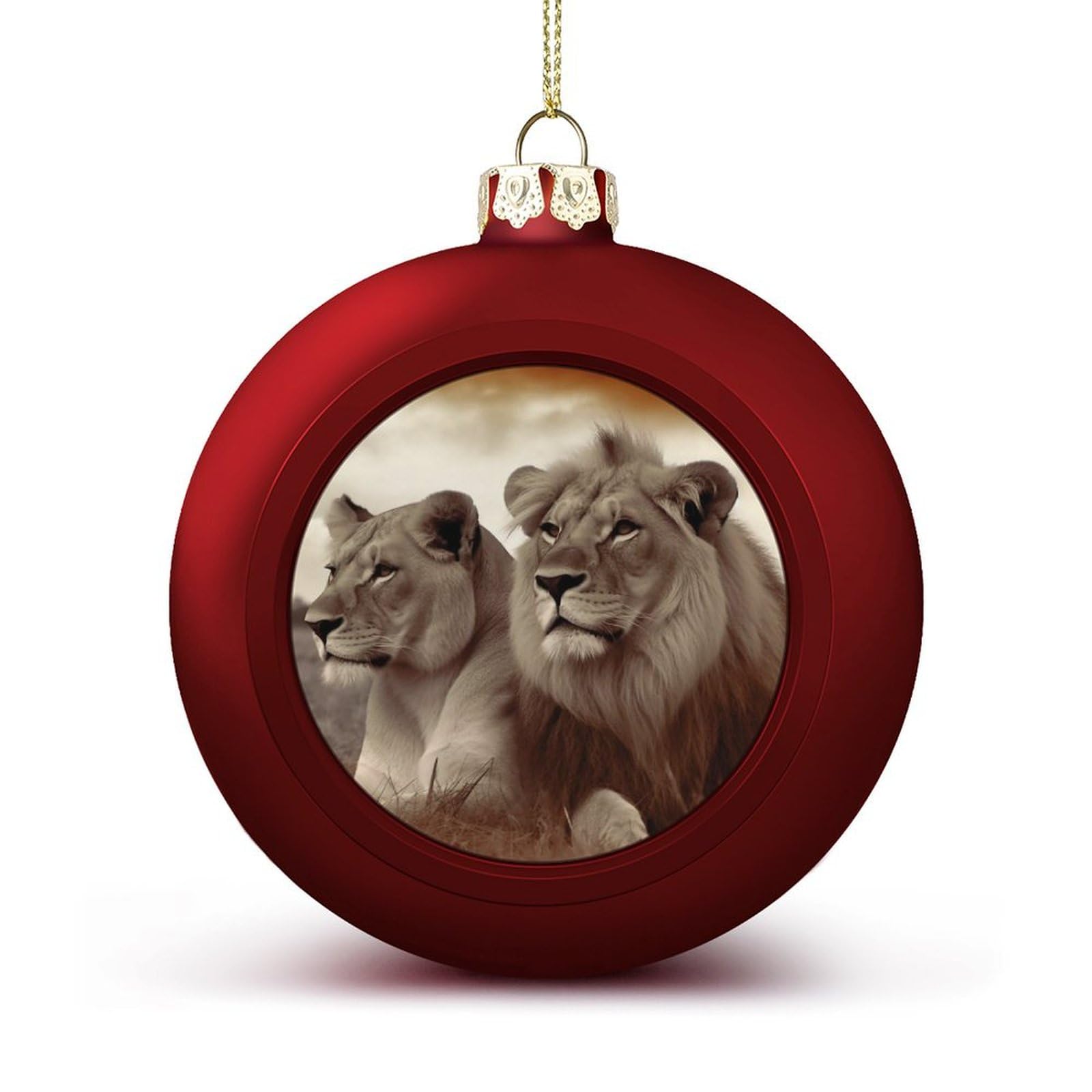 Lfdsyeoq African Lion And Lioness Christmas Tree Ornaments, Christmas Ball Decoration Set,Christmas Tree Decoration For Holiday Decor