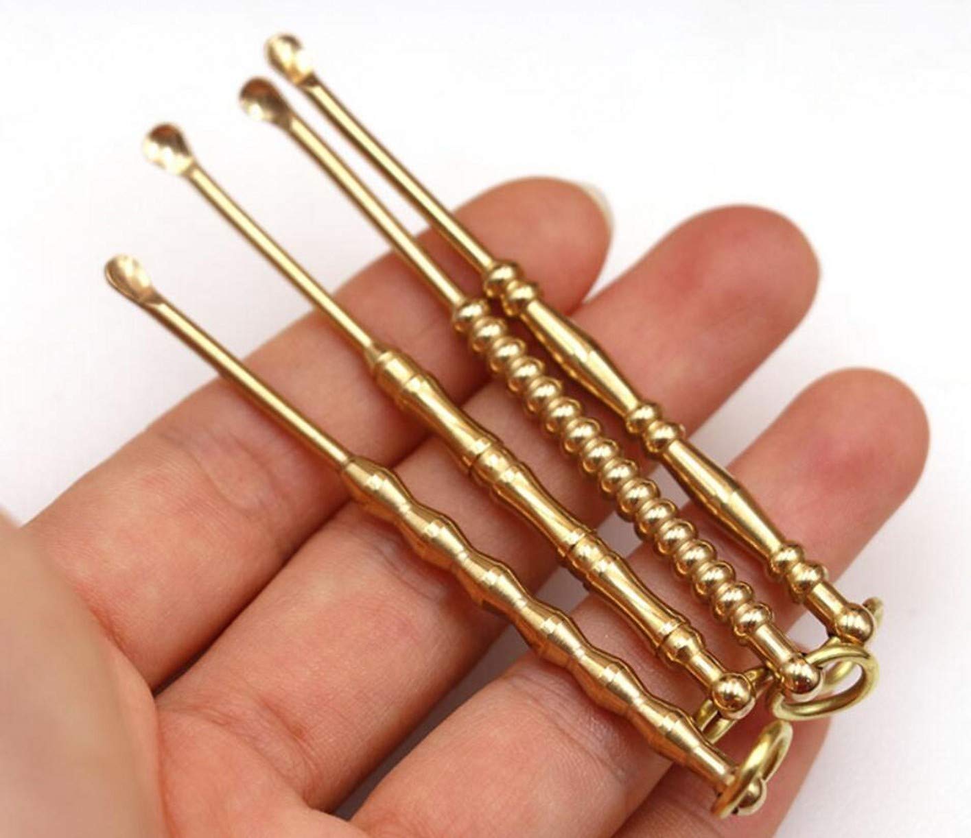 ZHONGJIUYUAN 5x 100 Solid brass Ear Pick Curette Spoon Ear Cleaning Wax Remover Care tools Key Accessory random