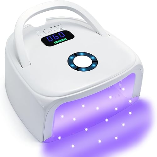 Lámpara de uñas LED UV recargable, lámpara de uñas inalámbrica de 96 W con pantalla LCD, sensor automático y 4 ajustes de temporizador, lámpara de