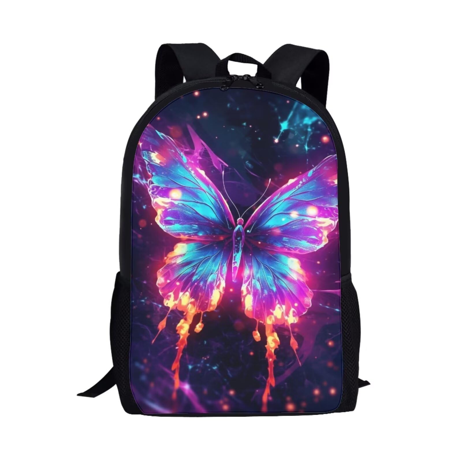 PinUp Angel Aqua Purple Butterfly Classical Basic Travel Backpack For School Water Resistant Bookbag 16 Inch Large Capacity School Bags Rucksack