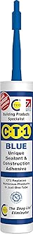 CT1 Blue TRIBRID Multi-Purpose Sealant & Adhesive - Bathroom, Shower & Window Sealant - Odourless - Anti Mould Waterproofing Sealant Adhesive - Vibration Resistant & Flexible - 290ml