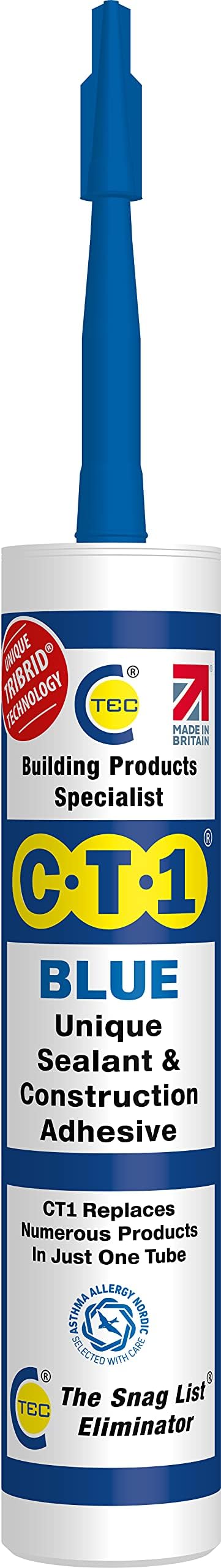 Blue TRIBRID Multi-Purpose Sealant & Adhesive - Bathroom, Shower & Window Sealant - Odourless - Anti Mould Waterproofing Sealant Adhesive - Vibration Resistant & Flexible - 290ml