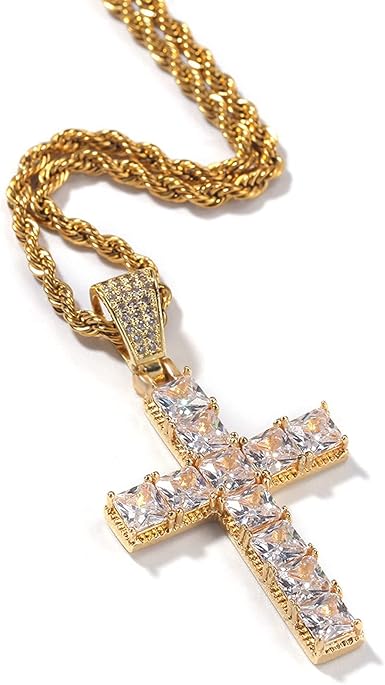 YL Men Gold Cross Necklace 316L 