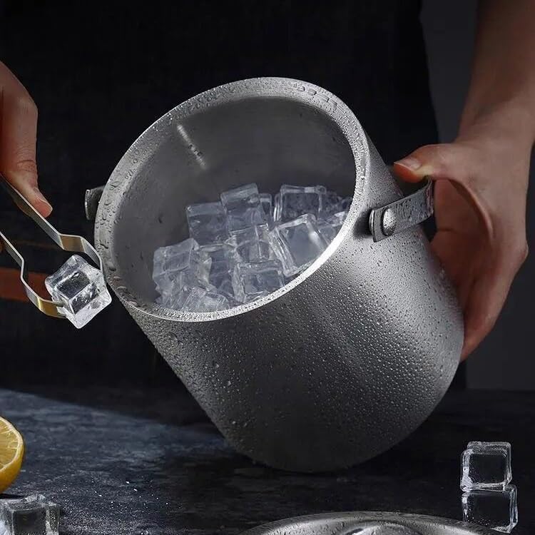 Ice Container Stainless Steel European Champagne Bucket Thickened Ice Bucket, Ice Cube Bucket Iced Hotel Bar Red Wine Bucket Ice Buckets for Bar, Parties, Wine(3L)