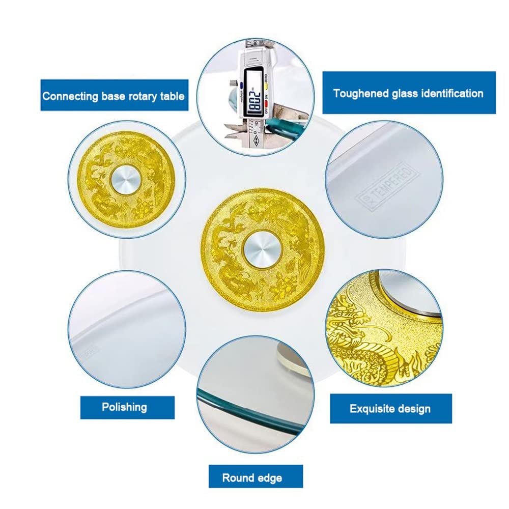 Plateau Tournant Rotatif 100cm, Plateau De Service Rond en Verre Trempé, Lazy Susan Table À Manger Transparent De Service Hôtel/Cuisine (Size : 100cm/40inch)