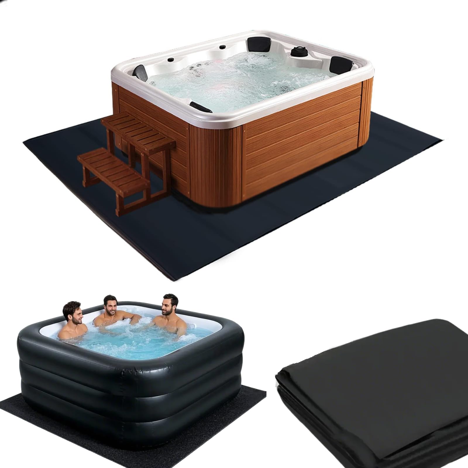 Swess 90x102 Outdoor Hot Tub Mat Absorbent Waterproof Ground Mat