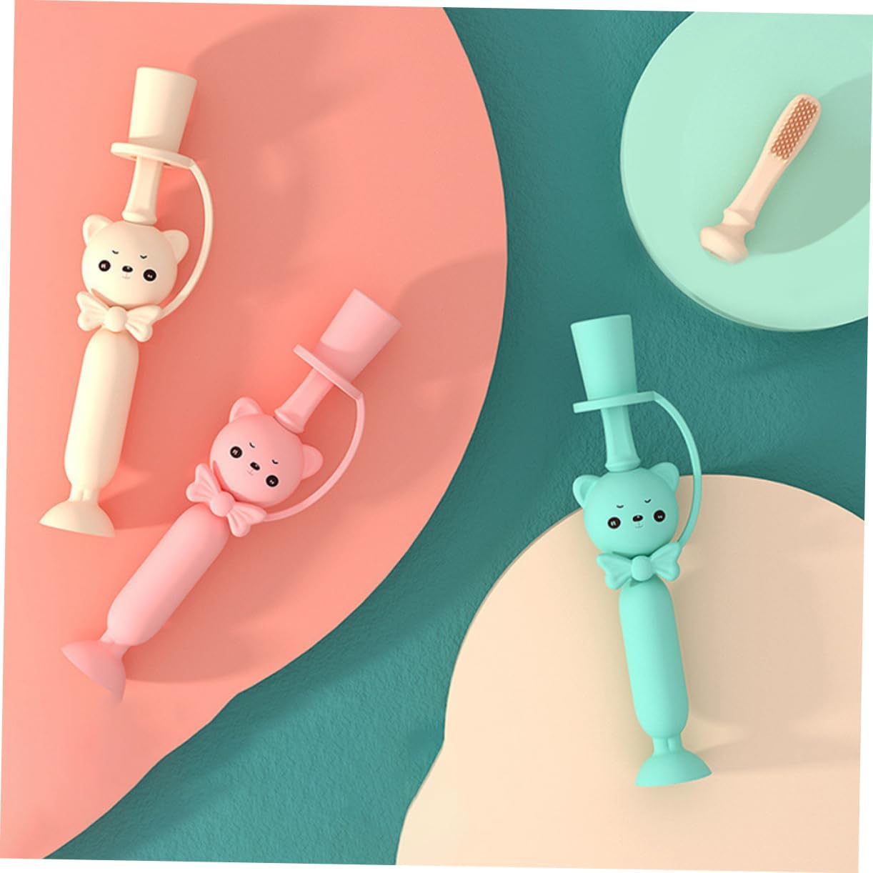 Silicone Toothbrush for Toddlers Boys and Girls Brush Training Brush Soft Bristles Oral Care Tool Random Color