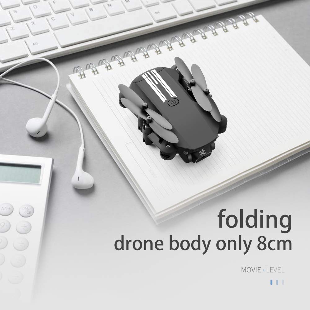 Składany dron Quadcopter Mini Drone 4K 1080P Szerokokątna kamera Drone 480P Rc Quadcopter Utrzymanie wysokości Mini helikopter dla zabawek dla dzieci (Kolor: szary 4K 3Rozmiar baterii: 1) (480P