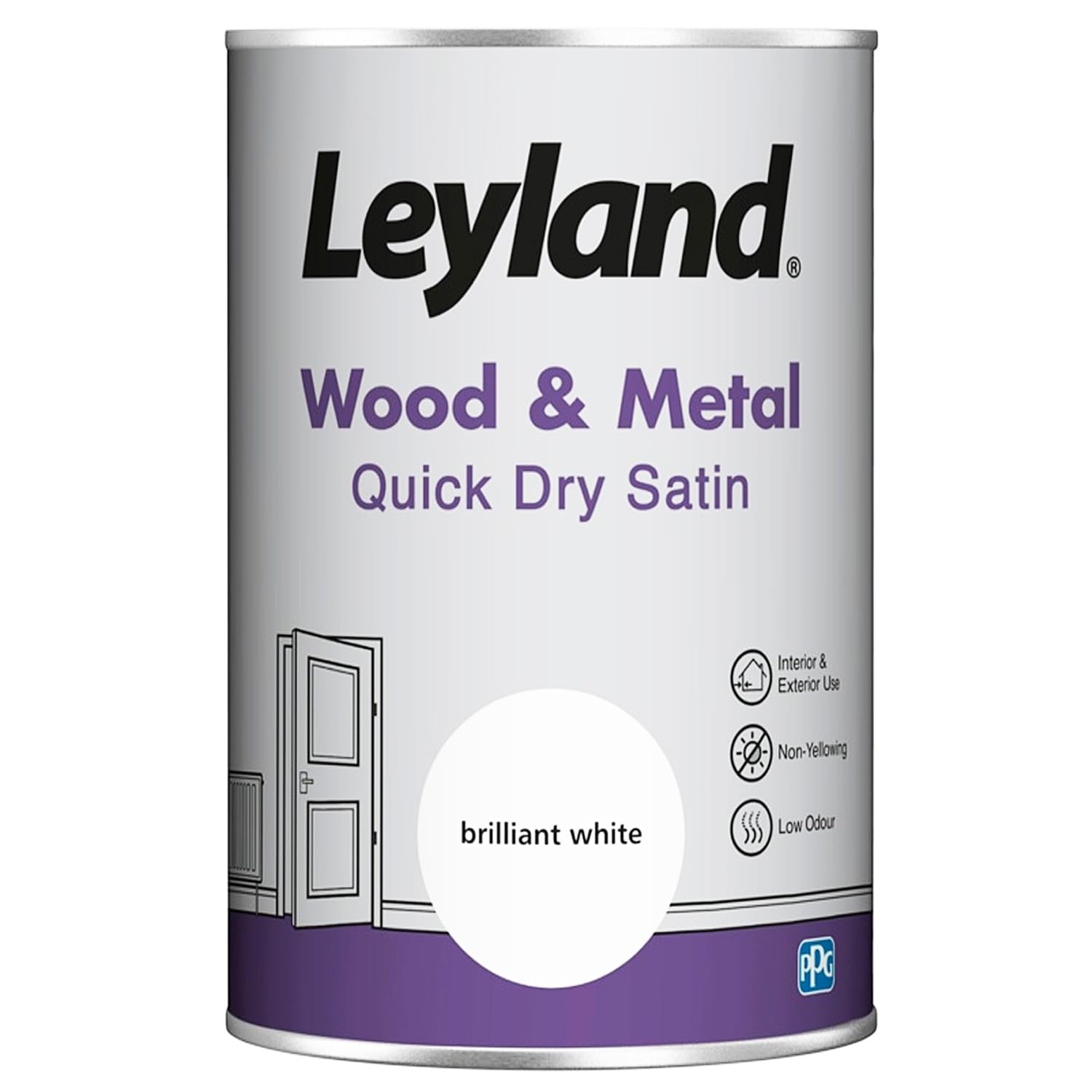 White Satin Wood Paint 1.25L – Quick Dry Interior Wood & Metal Paint – Brilliant White Satin Finish, Durable Mid Sheen for Doors, Skirting Boards, Trim & Furniture – Dry Time: 4 Hours