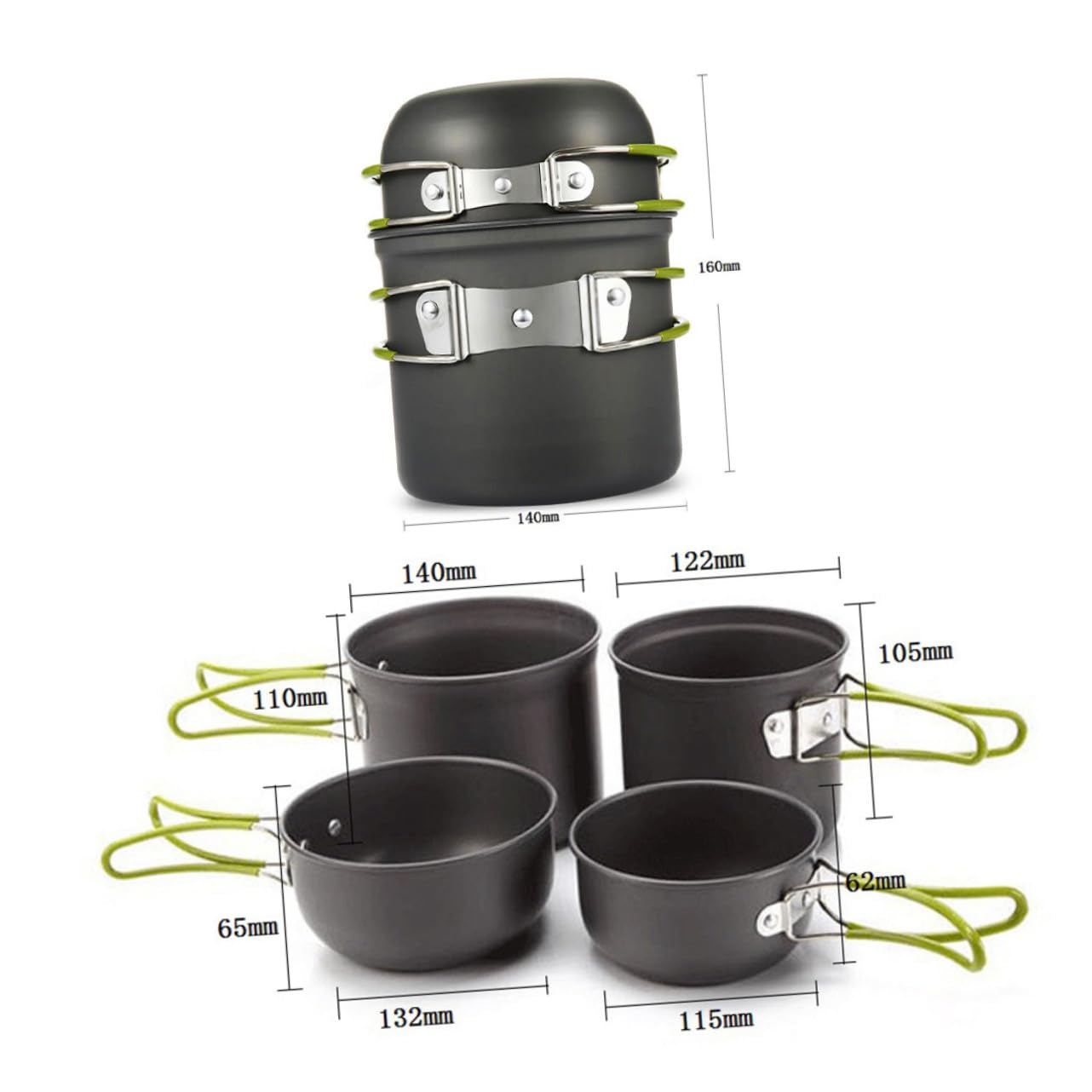Cabilock Camping-kochgeschirr Aluminiumlegierung Tragbare Outdoor-kochutensilien Kochset mit Pfannenset für Wandern und Klettern