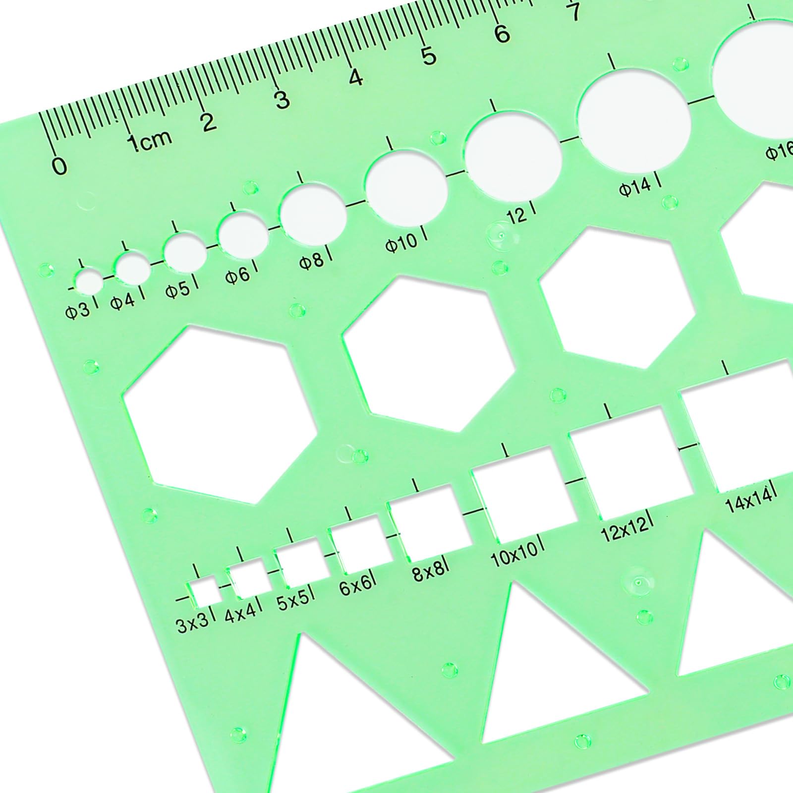 Set Da 4 Stencil Circolari Per Disegno: Righelli Geometrici In Plastica Traslucida, Modelli Per Cerchi, Triangoli E Quadrati, Per Scuola E Ufficio