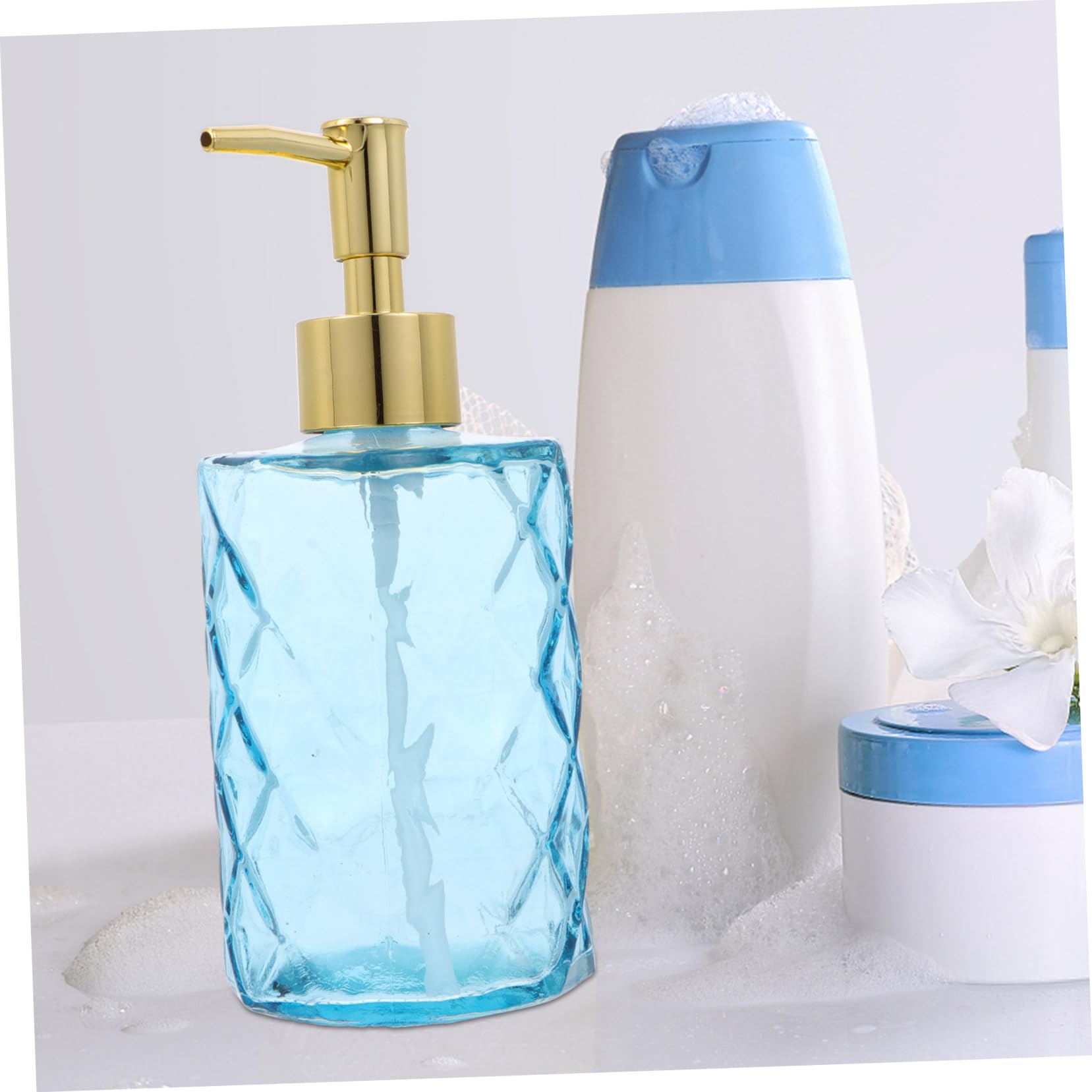 Set 3 Flaconi Dispenser a Pompa in Vetro per Shampoo