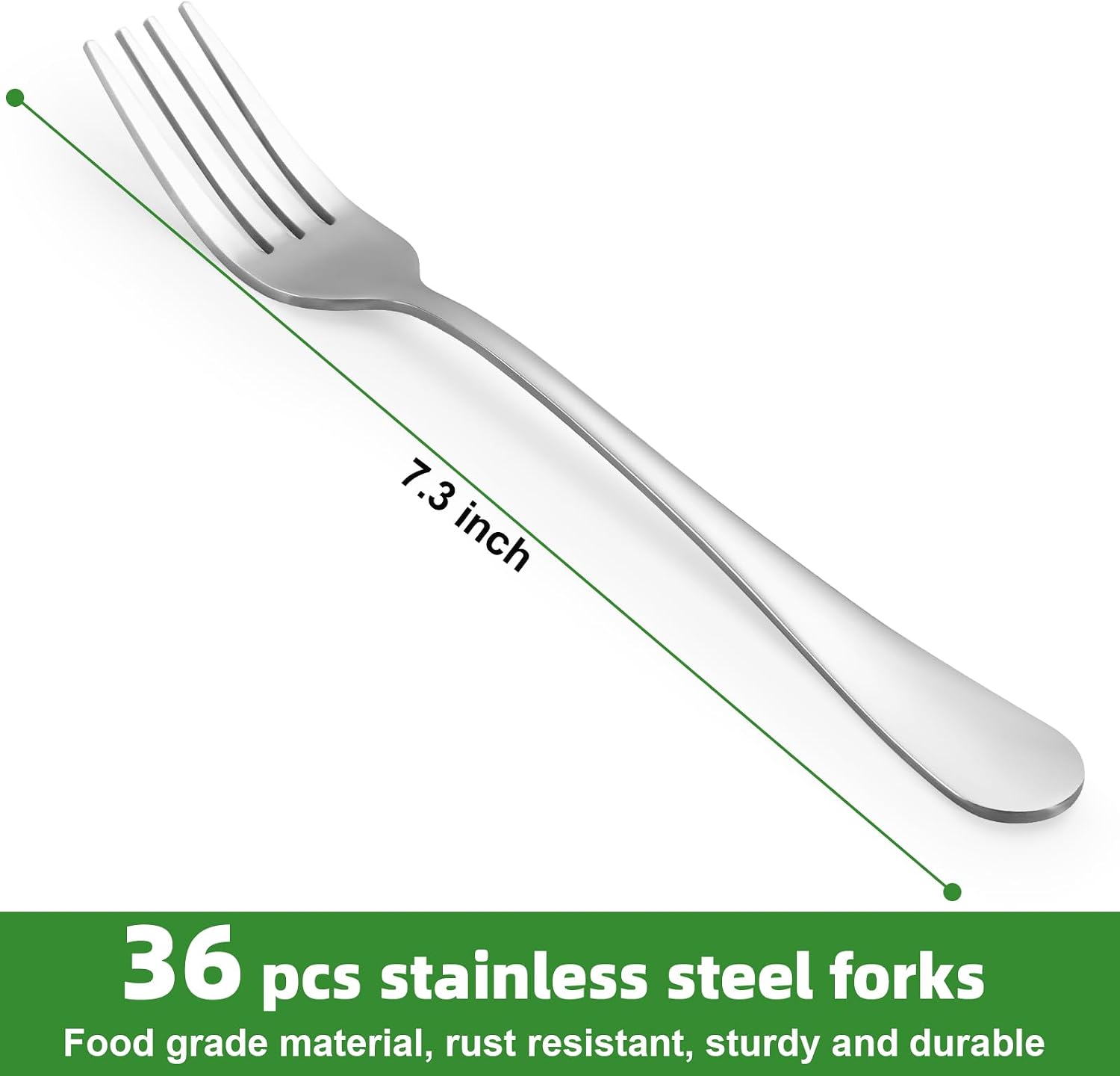 36 Piece Dinner Forks Set, Food-Grade Stainless Steel Forks Silverware, Cutlery Fork, Salad Fork, Metal Forks for Home, Kitchen or Restaurant, Mirror Polished, Dishwasher Safe - 7.3 Inch image 2