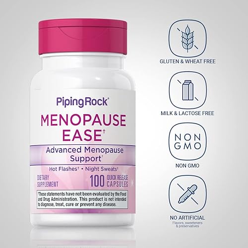 Miniatura 3 de Piping Rock Suplemento de menopausia para mujeres | 100 cápsulas | Suplemento complejo avanzado | con cohosh negro, trébol rojo, casteberry | Sin