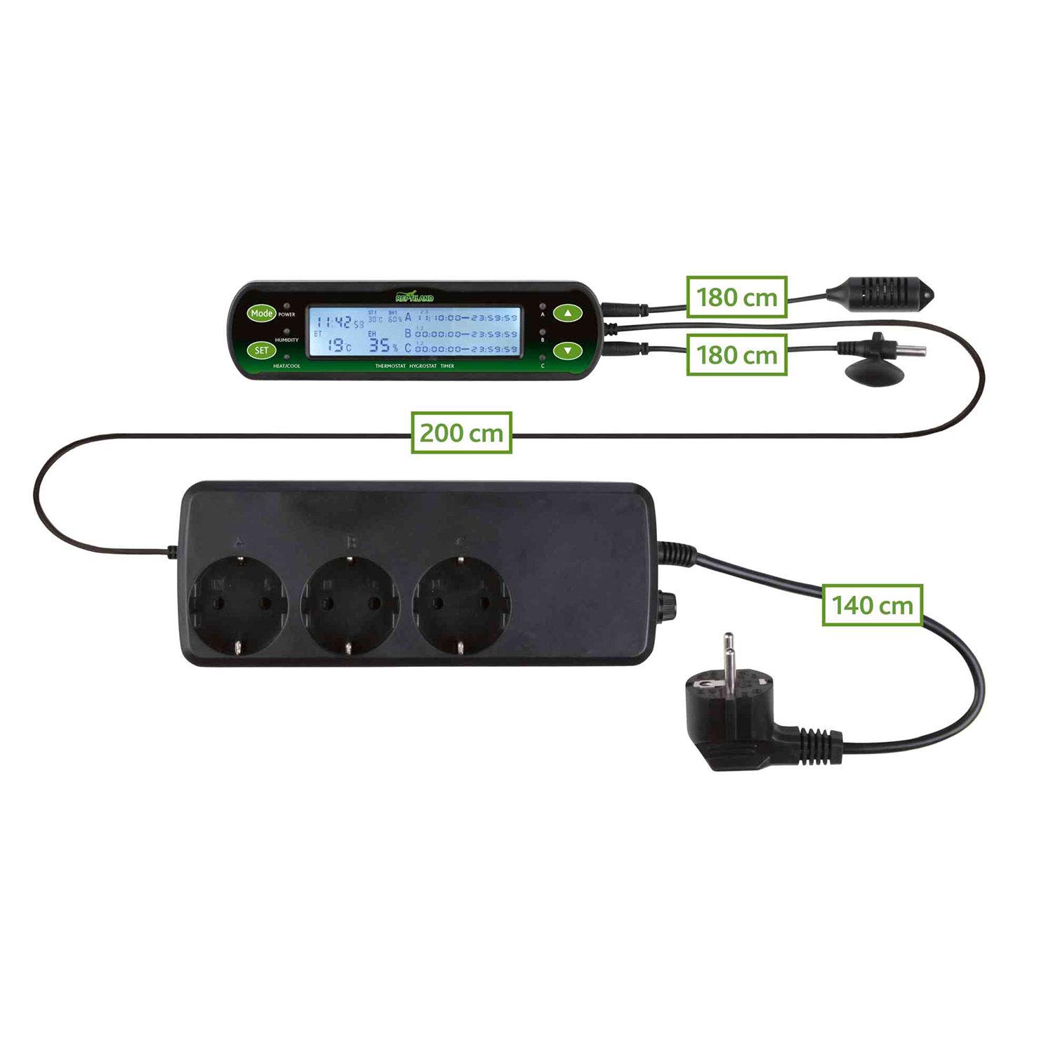 TRIXIE Digital Thermostat/Hygrostat with Three Circuits, 16 x 4 cm