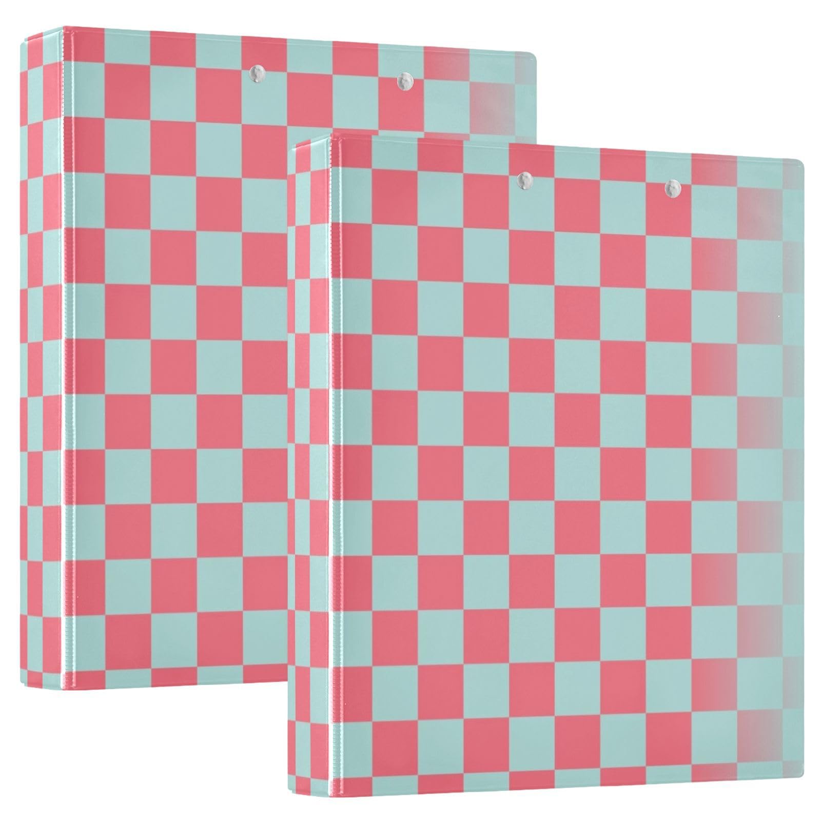 3,8 cm große Ordner, blau-rosa Schachbrettmuster